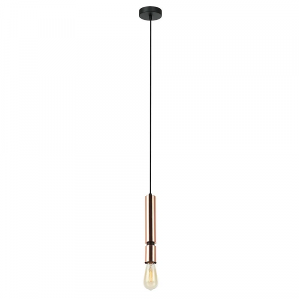 PENDENTE PRIH COBRE E PRETO E PRETO (D)5CM (A)30CM 1XE27 40W - HL002