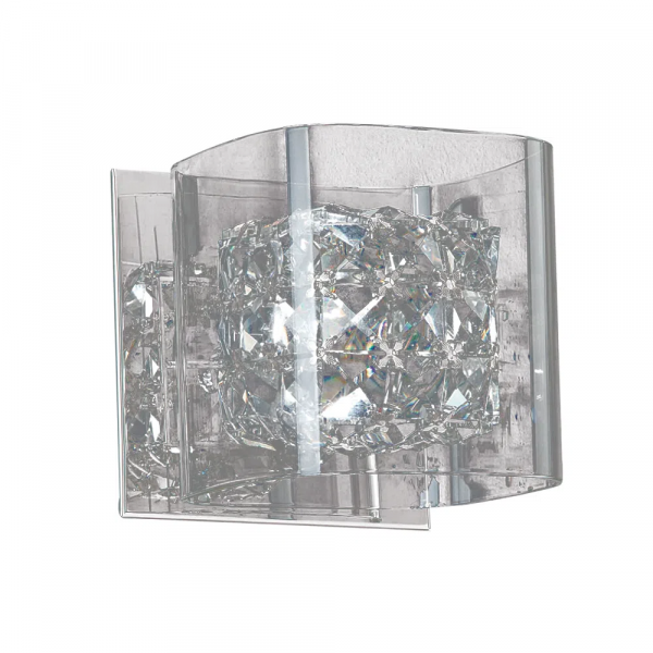 ARANDELA RAVEL CROMADO E TRANSPARENTE (C)12CM (L)12CM (A)12CM 1XG9 40W - HO027