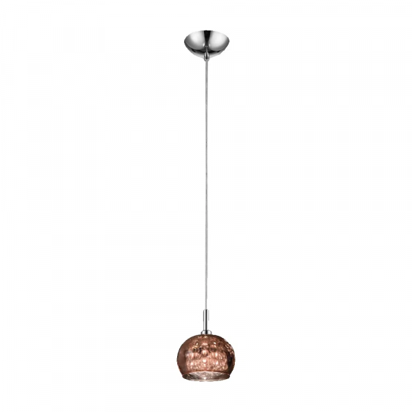 PENDENTE SOHO CROMADO E TRANSPARENTE E COBRE (D)16CM (A)13CM 1XG9 25W - HO7613CO