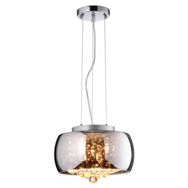PENDENTE / PLAFON SOHO CROMADO E TRANSPARENTE (D)28CM (A)13CM 3XG9 75W - PD005CR