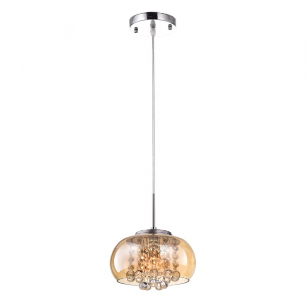 PENDENTE / PLAFON SOHO CROMADO E TRANSPARENTE E AMBAR (D)22CM (A)12CM 1XG9 25W - PD007AM
