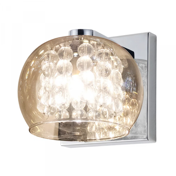 ARANDELA SOHO CROMADO TRANSP E AMBAR (C)16CM (L)13CM (A)12CM 1XG9 25W - HO7616AM