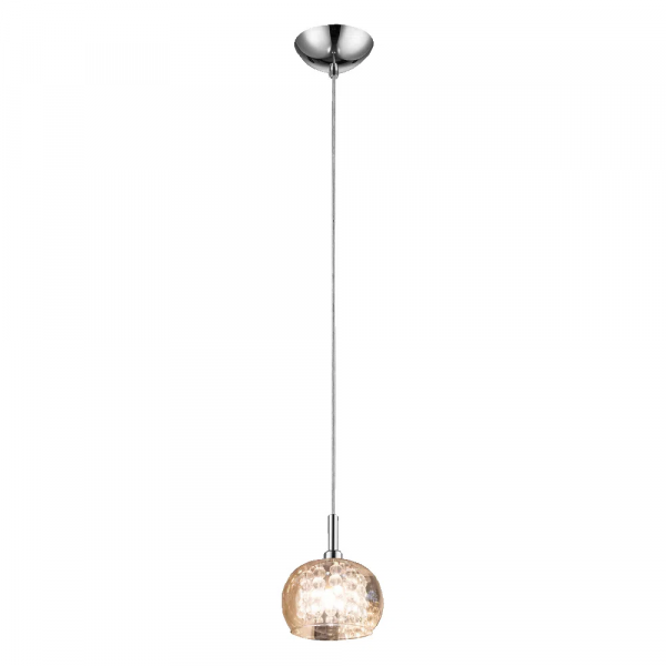 PENDENTE SOHO CROMADO E TRANSPARENTE E AMBAR (D)16CM (A)13CM 1XG9 25W - HO7613AM