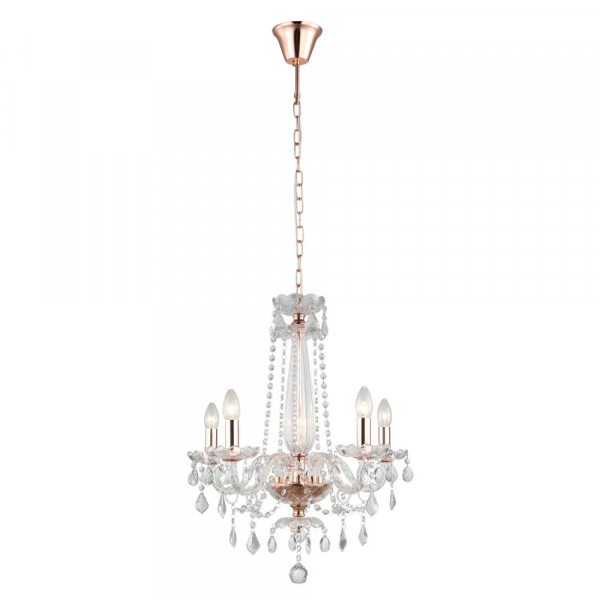 PENDENTE TYENE ROSE GOLD E TRANSPARENTE (D)54CM (A)63CM 5XE14 200W - JF305