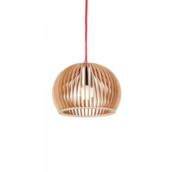 PENDENTE WOOD CROMADO E MARROM (D)22CM (A)15CM 1XE27 40W - LB001