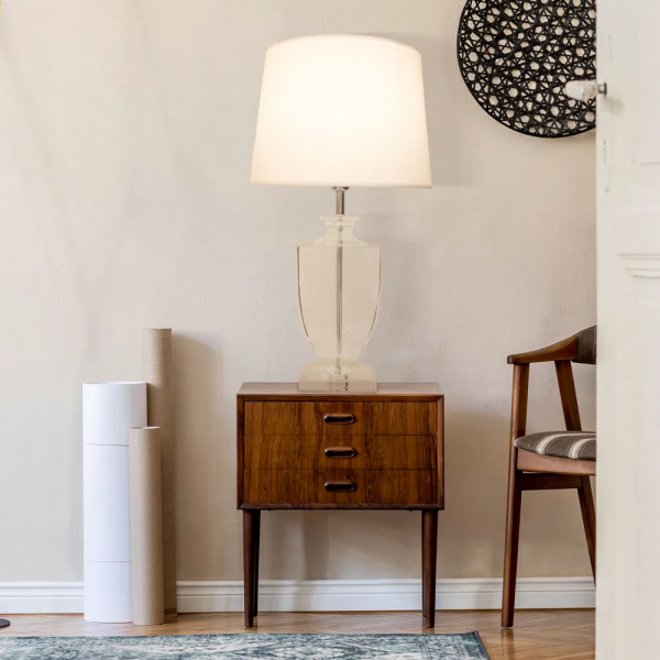 BASE PARA ABAJUR CLASSIC CROMADO E TRANSPARENTE (C)16CM (L)11CM (A)45CM 1XE27 40W - XL1121 - 2