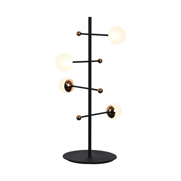 ABAJUR FUXICO DOURADO E PRETO E BRANCO (D)28CM (A)52CM 4X3W 3000K 600LM - JU004