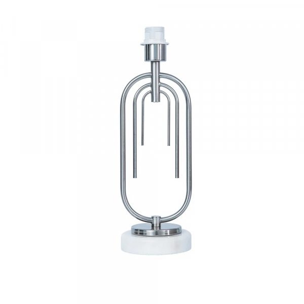BASE PARA ABAJUR MONACO NIQUELADO E BRANCO (D)14CM (A)42CM 1XE27 40W - GL015N