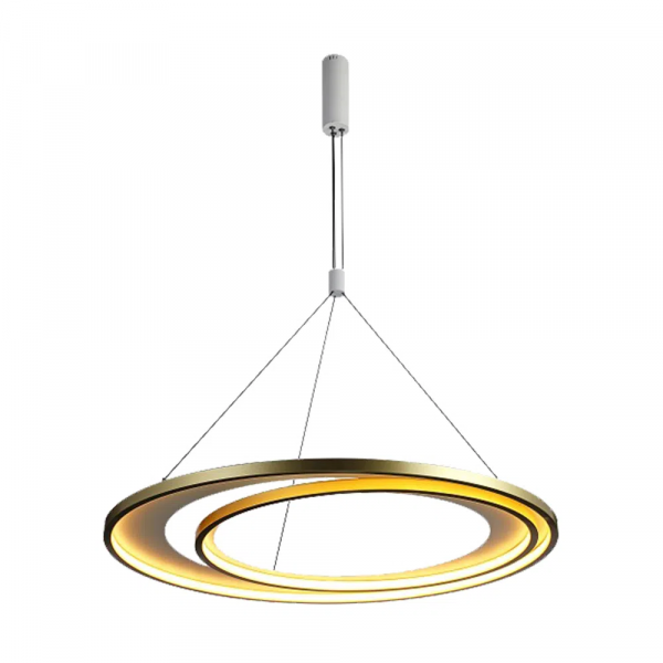 PENDENTE LOOP BRANCO E DOURADO (D)82 + 62CM (A)2,2CM 1X76W 3000K 2280LM LED