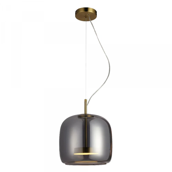 PENDENTE TEMPO DOURADO E FUME (D)26CM (A)24CM 1X1W 3000K 300LM LED