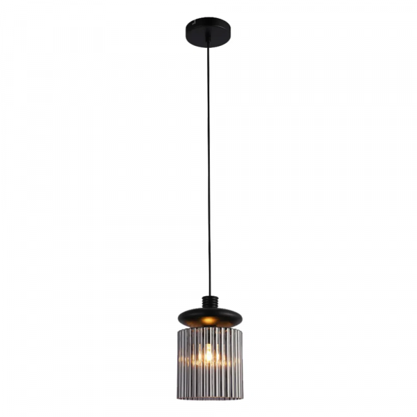 PENDENTE TULE PRETO E FUME (D)15CM (A)22CM 1X4W E14