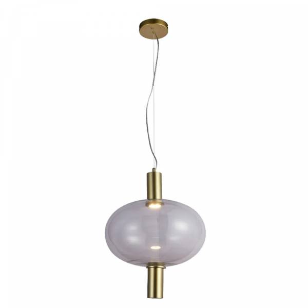 PENDENTE KIRA DOURADO E TRANSPARENTE (D)36CM (A)45CM 1X1W 3000K 300LM LED