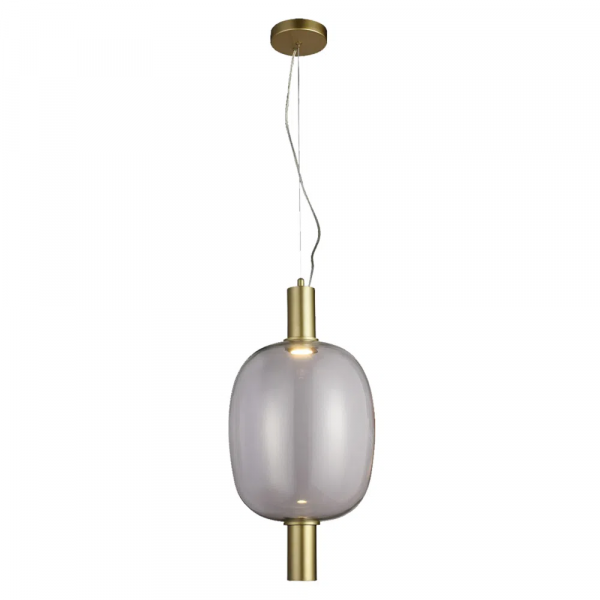 PENDENTE KIRA DOURADO E TRANSPARENTE (D)28CM (A)56CM 1X1W 3000K 300LM LED