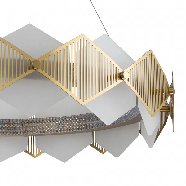 PENDENTE LOSANGHE DOURADO E BRANCO (D)80CM (A)17.9CM 4X17W 3000K 3400LM - EG002L - 2