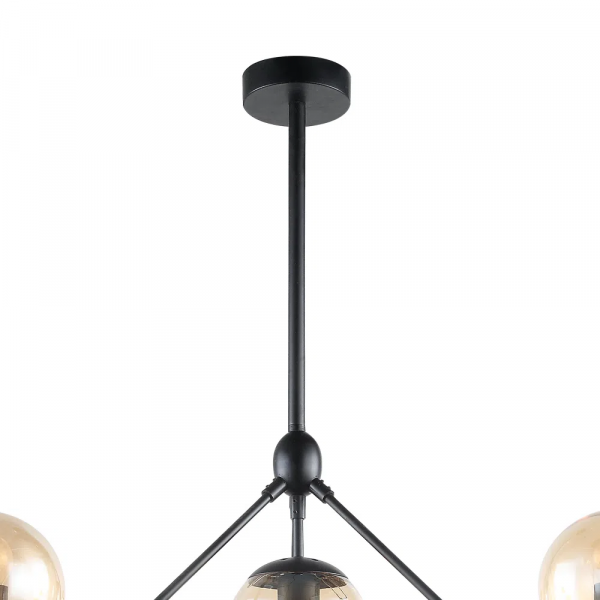 PENDENTE ORBE PRETO E CHAMPANHE (D)100CM (A)78CM 10XE27 BOLINHA 400W - OP056 - 3