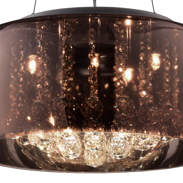 PENDENTE / PLAFON SOHO CROMADO TRANSP E COBRE (D)40CM (A)23CM 5XG9 125W - PD002CO - 3