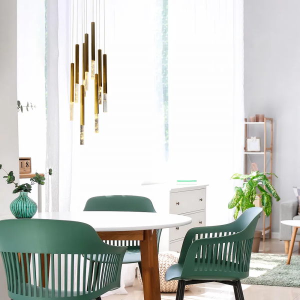 PENDENTE VITA BRONZE E TRANSPARENTE (D)38CM (A)51CM 9X4W 3000K 1800LM - HM005L - 1