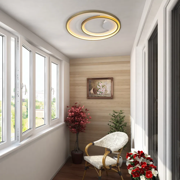 PLAFON DE SOBREPOR LOOP BRANCO E DOURADO (D)62 + 42CM (A)5,2CM 1X48W 3000K 1500LM LED - 3