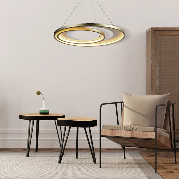 PENDENTE LOOP BRANCO E DOURADO (D)62 + 42CM (A)2,2CM 1X48W 3000K 1500LM LED - 2