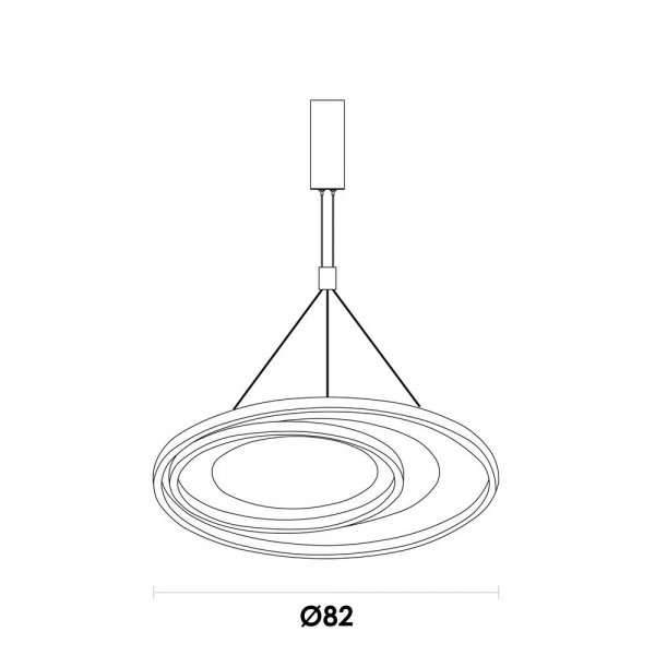PENDENTE LOOP PRETO E DOURADO (D)82 + 62CM (A)2,2CM 1X76W 3000K 2280LM LED - 2