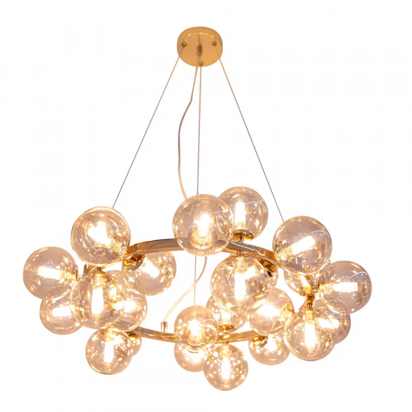 PENDENTE HALO DOURADO E CONHAQUE (D)69.5CM (A)24CM 25XG9 125W - PENDENTE HALO DOURADO E CONHAQUE (D)69.5CM (A)24CM 25XG9 125W - 4