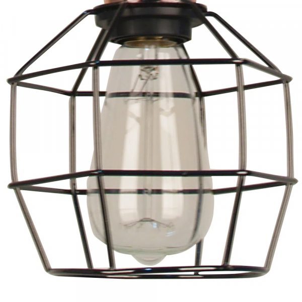 PENDENTE CAGE D 15CM X 20CM 1XE27 127V / 220V COBRE E PRETO - JY009 - 4