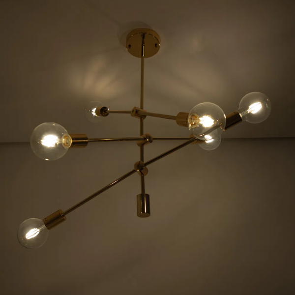 PENDENTE IPANEMA DOURADO (D)68CM (A)139CM 6XE27 240W - RM004G - 2