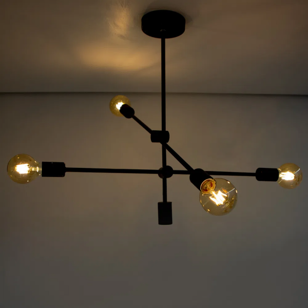 PENDENTE IPANEMA PRETO (D)68CM (A)139CM 4XE27 160W - RM003B - 3