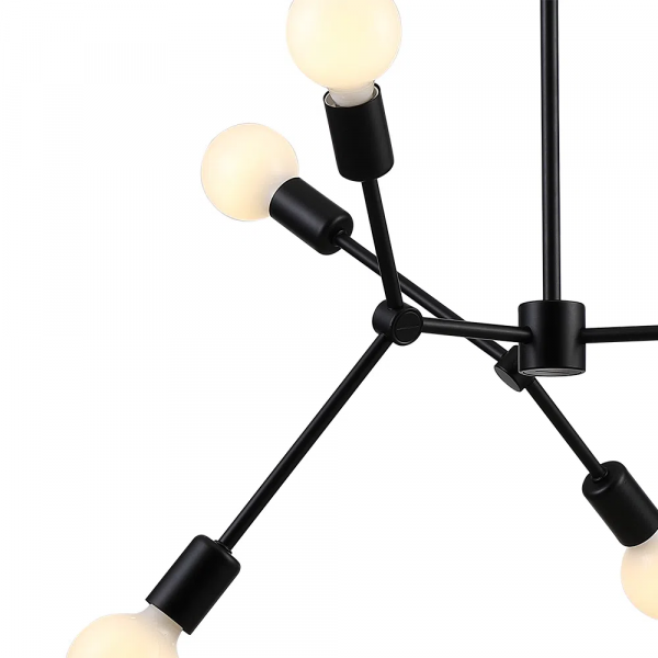 PENDENTE LEBLON PRETO (D)60CM (A)118CM 5XE27 200W - RM001B - 3