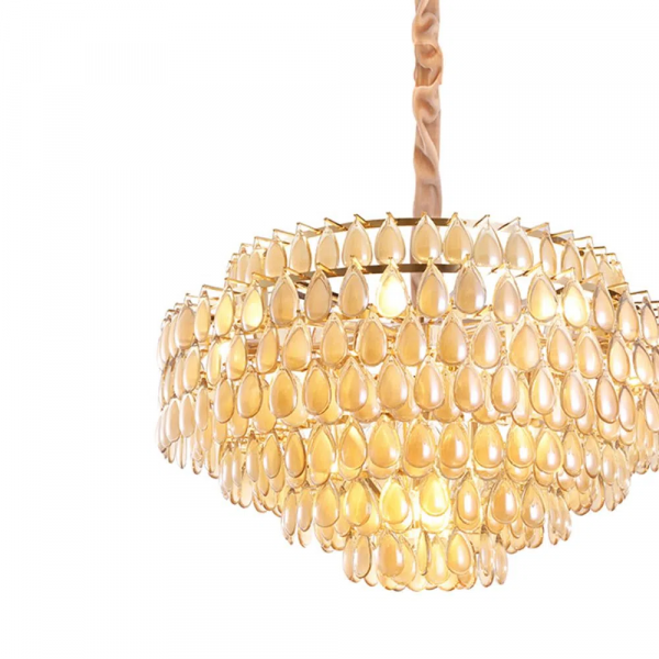 LUSTRE ODEON DOURADO E CONHAQUE (D)78CM (A)48CM 16XE14 640W - AQ026L - 2