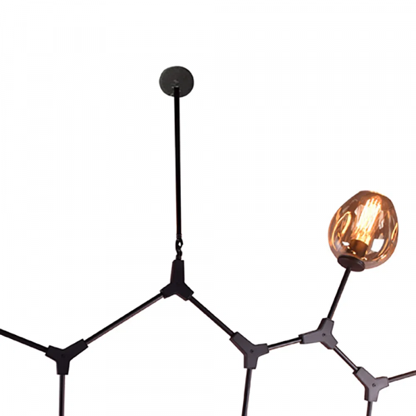 PENDENTE ORBE PRETO E CHAMPAGNE (C)100CM (L)40CM (A)95CM 7XE27 280W - KY001M - 3