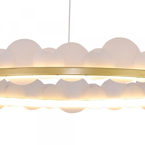 PENDENTE POEMA DOURADO E BRANCO (D)80CM (A)12CM 1X45W 3000K 2250LM - EG003 - 2