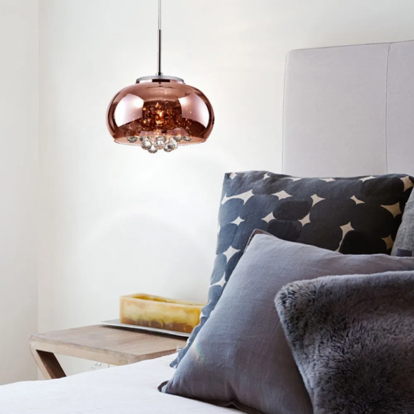 PENDENTE / PLAFON SOHO CROMADO E TRANSPARENTE E COBRE (D)22CM (A)12CM 1XG9 25W - PD007CO - 3