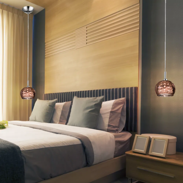 PENDENTE SOHO CROMADO E TRANSPARENTE E COBRE (D)16CM (A)13CM 1XG9 25W - HO7613CO - 3