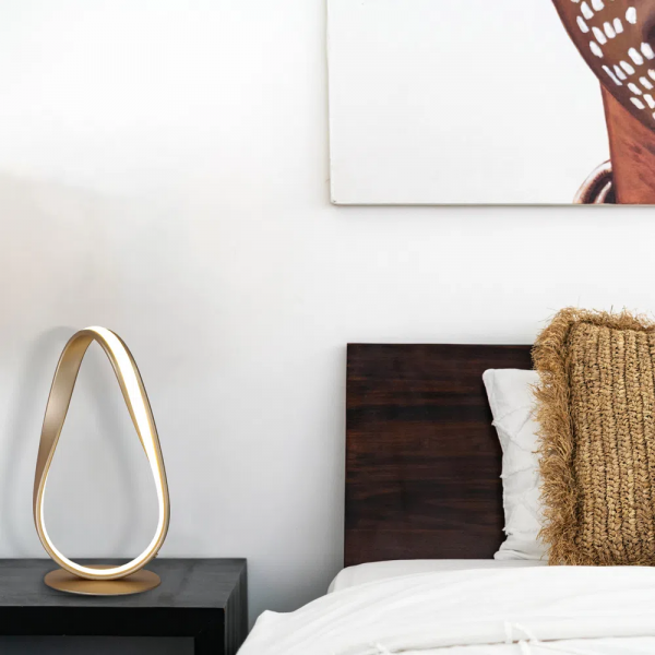 ABAJUR FLOW DOURADO E BRANCO (D)18CM (A)38CM 1X12W 3000K 600LM - SB006G - 2