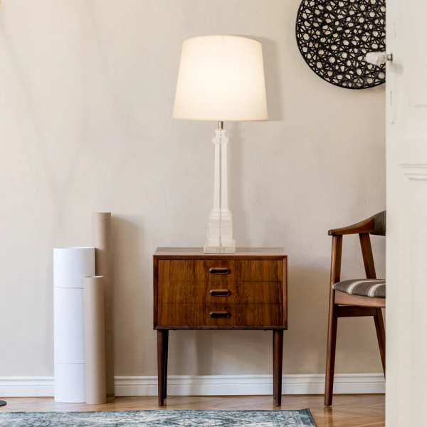 BASE PARA ABAJUR CLASSIC CROMADO E TRANSPARENTE (C)14CM (L)14CM (A)65CM 1XE27 40W - XL1155 - 3