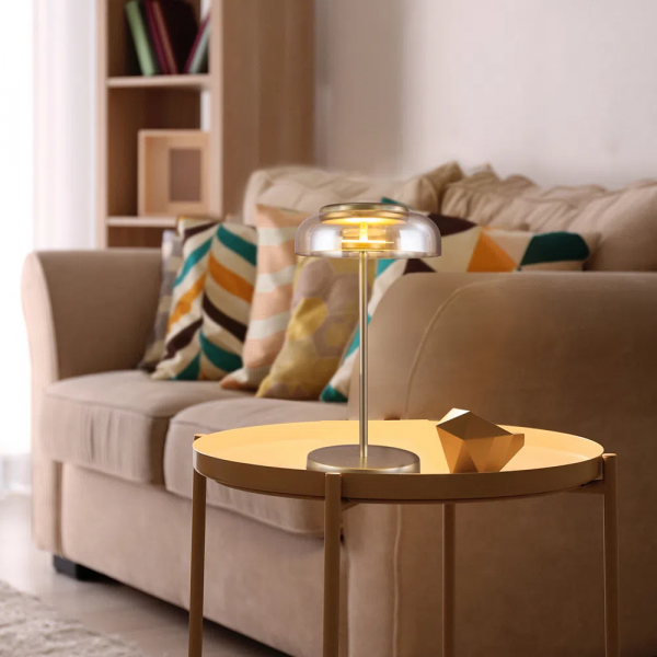 ABAJUR DISKO DOURADO E AMBAR (D)23CM (A)42CM 1X8W 3000K 400LM - FO015A - 2