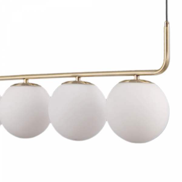 PENDENTE PETIT POA DOURADO E BRANCO (C)98CM (L)15CM (A)28CM 5XE27 BOLINHA 25W - SQ002 - 2