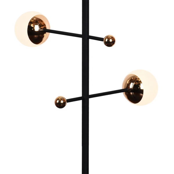 ABAJUR FUXICO DOURADO E PRETO E BRANCO (D)28CM (A)52CM 4X3W 3000K 600LM - JU004 - 3