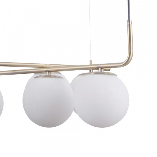 PENDENTE PETIT POA DOURADO E BRANCO (D)90CM (A)28CM 8XE27 BOLINHA 40W - SQ003 - 2