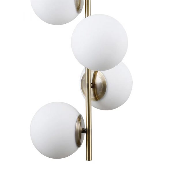 PENDENTE PETIT POA DOURADO E BRANCO (D)31CM (A)140CM 6XE27 BOLINHA 30W - SQ004 - 2