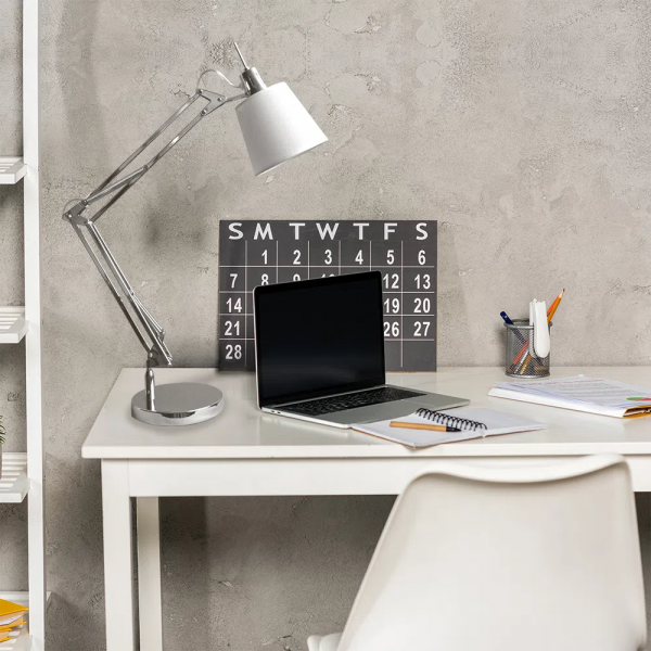 ABAJUR SCOPE CROMADO E BRANCO (D)15CM (A)72CM 1XE27 40W - HU3002C - 5