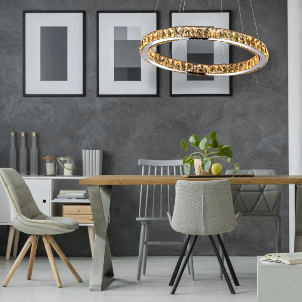 PENDENTE AURA PICCOLA CROMADO E TRANSPARENTE (D)60CM (A)5.5CM 1X24W 3000K 1320LM - ID010C - 3