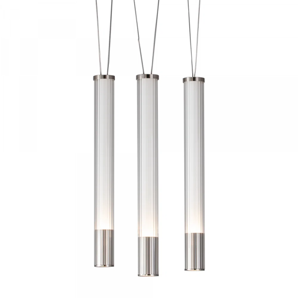 PENDENTE ÁGUA NICKEL E TRANSPARENTE E BRANCO (D)40CM (A)38.5CM 3X7W 3000K 9 - RE015M - 3