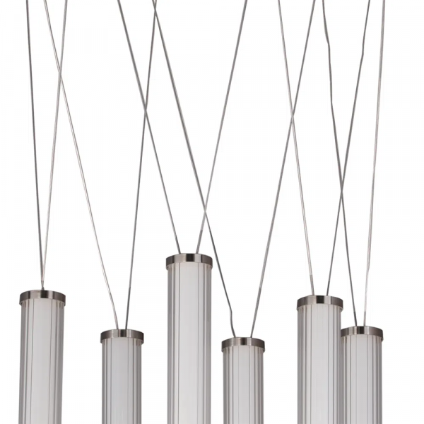 PENDENTE AGUA NICKEL E TRANSPARENTE E BRANCO (D)60CM (A)38.5CM 6X7W 3000K 2040LM - RE015L - 1