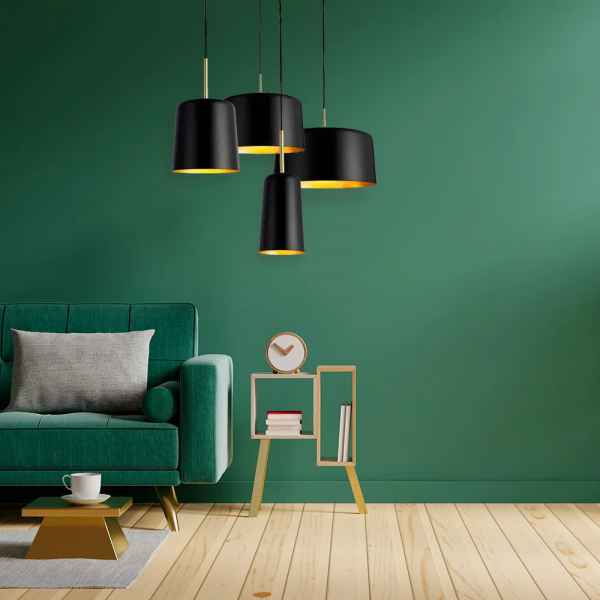 PENDENTE BOT PRETO E DOURADO (D)50CM (A)38,5CM 1X40W E27 - 2