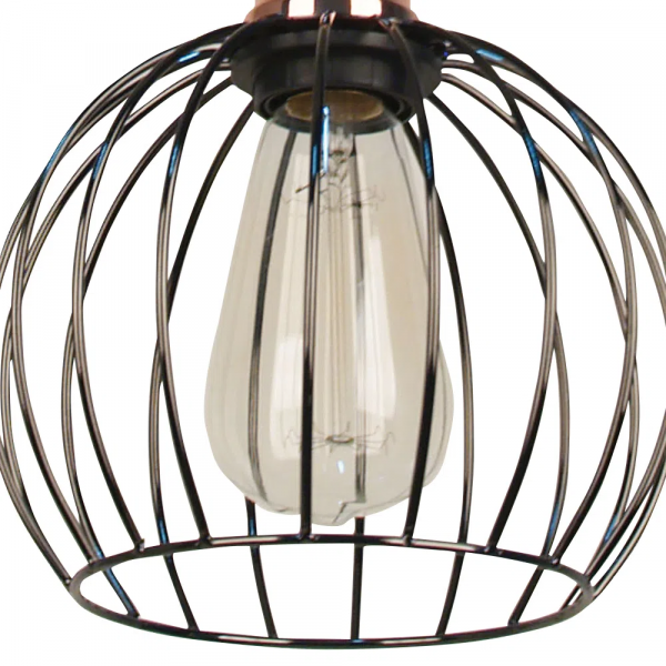 PENDENTE CAGE COBRE E PRETO (D)18CM (A)22CM 1XE27 40W - JY010 - 3