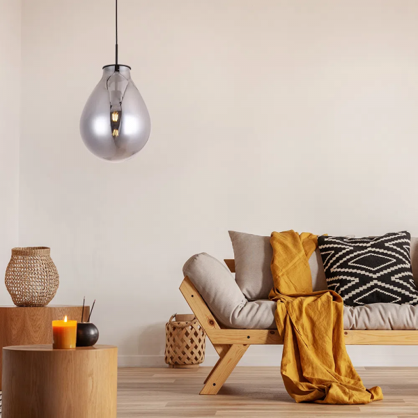 PENDENTE CAJU PRETO E CROMADO (D)30CM (A)40CM 1XE27 40W - RZ001SB - 3