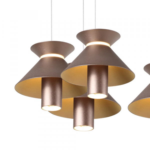 PENDENTE CORDEL DOURADO E BRANCO (C)60CM (L)60CM (A)13CM 6X5W + 6X2W 2700K - CD008 - 3