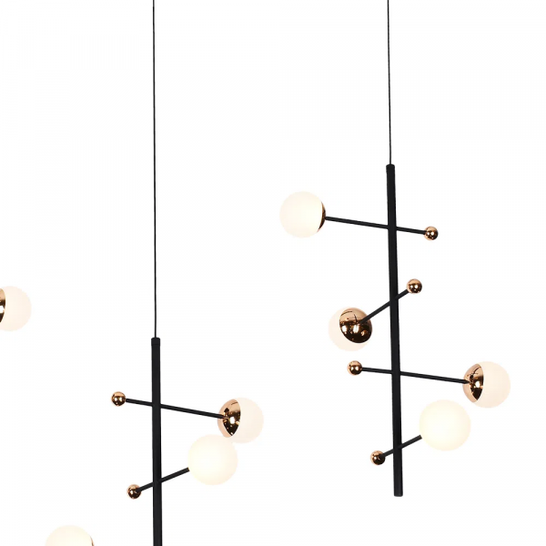 PENDENTE FUXICO DOURADO E PRETO E BRANCO (C)100CM (L)32CM (A)45CM 12X3W 300 - JU002 - 3